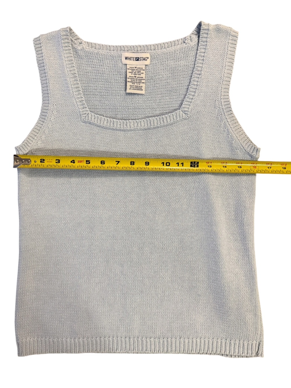 White Stag Linen Blend Light Blue Knit Square-Neck Sleeveless Sweater Tank - Picture 5 of 7